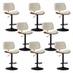 Adjustable Height Bucket Swivel Leather Bar Stool with Back