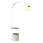 71Wooden Arc Floor Lamp with Storage Shelf for Living Room