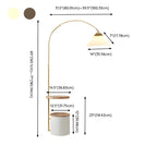 71Wooden Arc Floor Lamp with Storage Shelf for Living Room