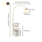 71Wooden Arc Floor Lamp with Storage Shelf for Living Room