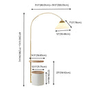 71Wooden Arc Floor Lamp with Storage Shelf for Living Room