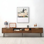 79 Nordic Brown Wood Open Storage Cabinet TV Stand with Legs
