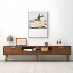 79 Nordic Brown Wood Open Storage Cabinet TV Stand with Legs