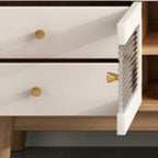 63 Contemporary White Wood Cabinet TV Stand with Glass Doors
