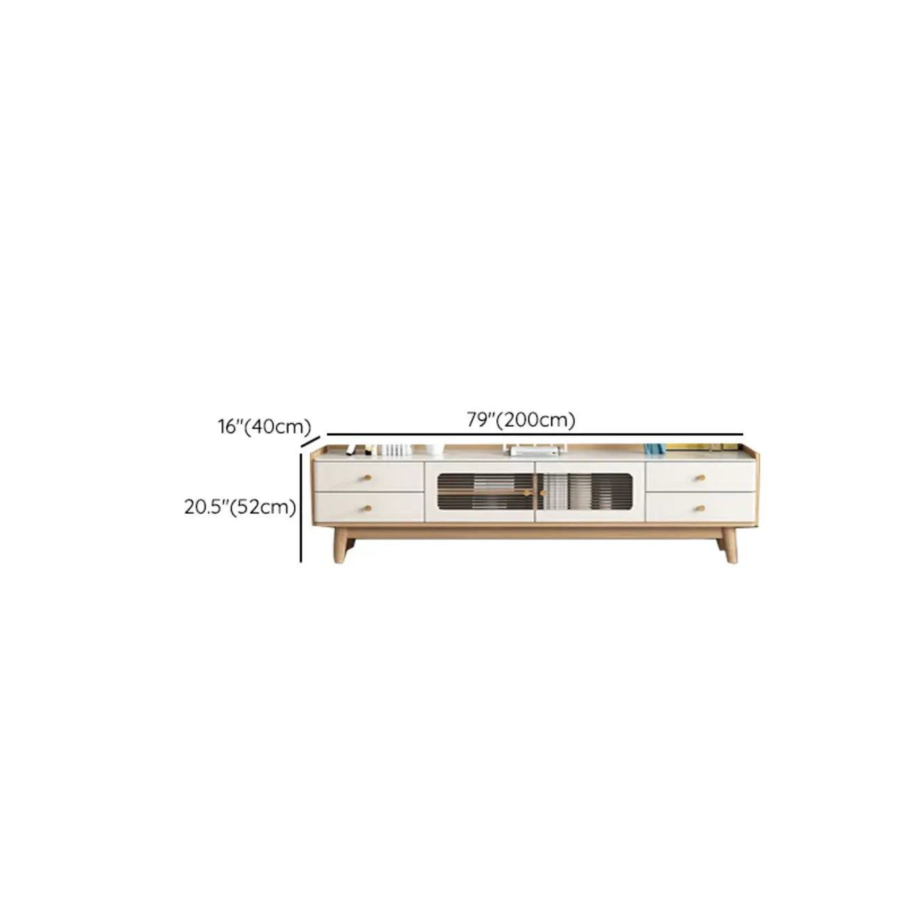 63 Contemporary White Wood Cabinet TV Stand with Glass Doors