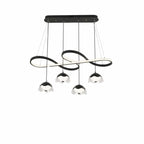 Adjustable 2 Tiers Black Metal 6-Light Dimming Pendant Light