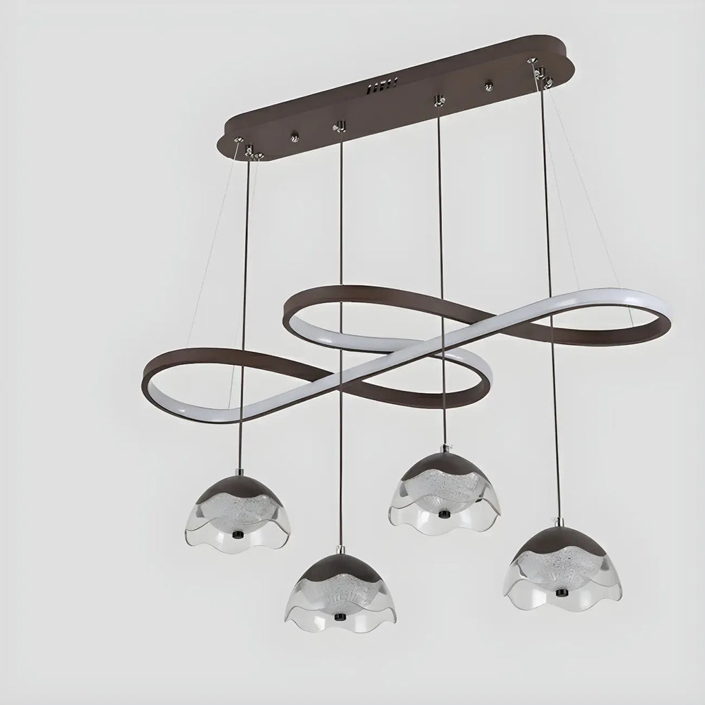 Adjustable 2 Tiers Black Metal 6-Light Dimming Pendant Light