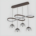 Adjustable 2 Tiers Black Metal 6-Light Dimming Pendant Light