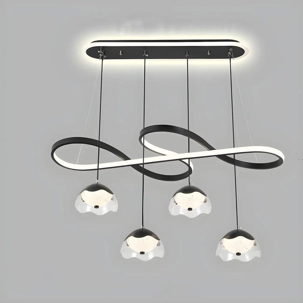 Adjustable 2 Tiers Black Metal 6-Light Dimming Pendant Light