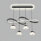 Adjustable 2 Tiers Black Metal 6-Light Dimming Pendant Light