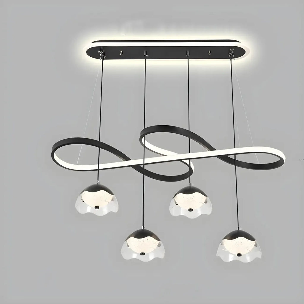 Adjustable 2 Tiers Black Metal 6-Light Dimming Pendant Light