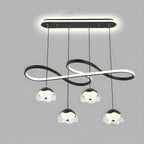 Adjustable 2 Tiers Black Metal 6-Light Dimming Pendant Light