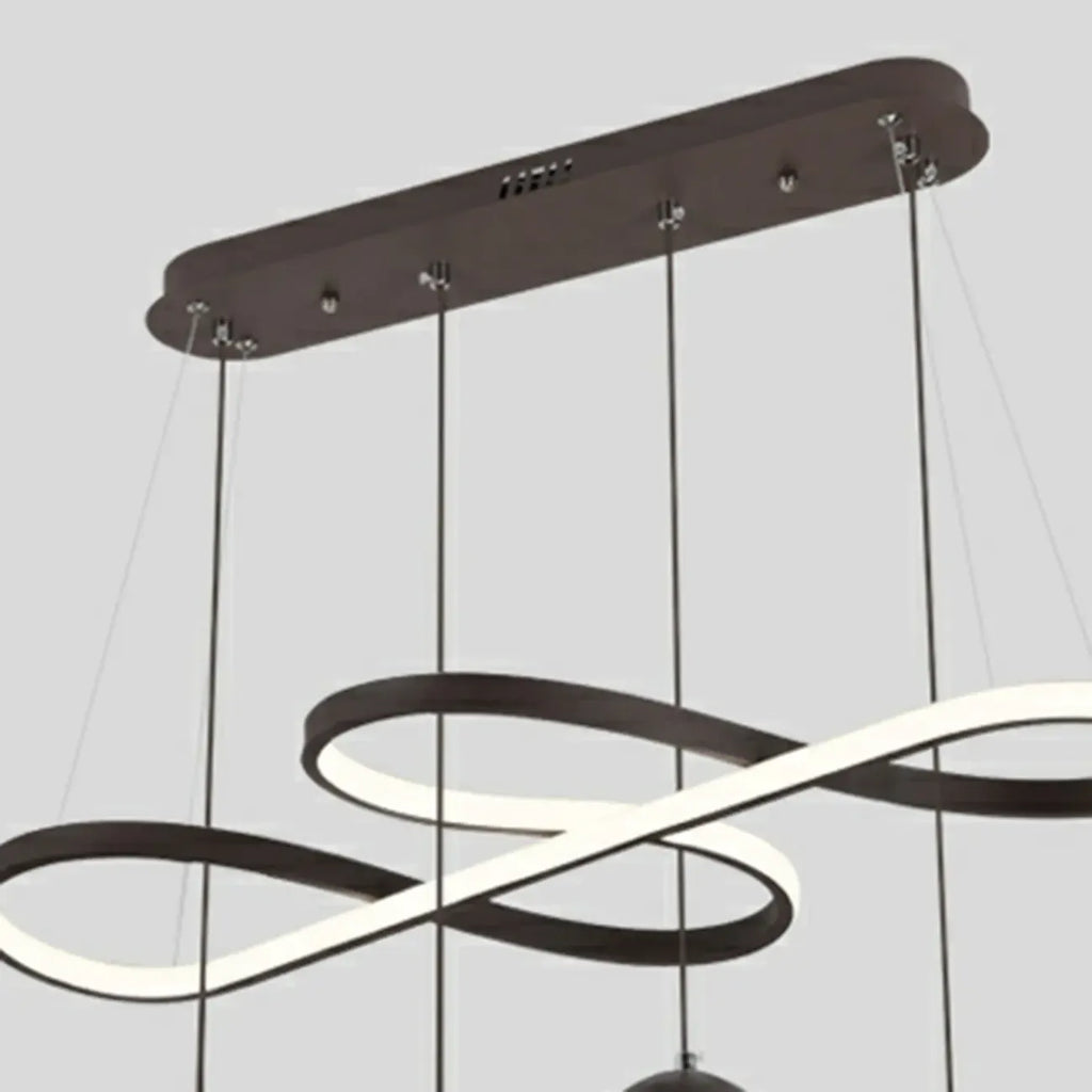 Adjustable 2 Tiers Black Metal 6-Light Dimming Pendant Light