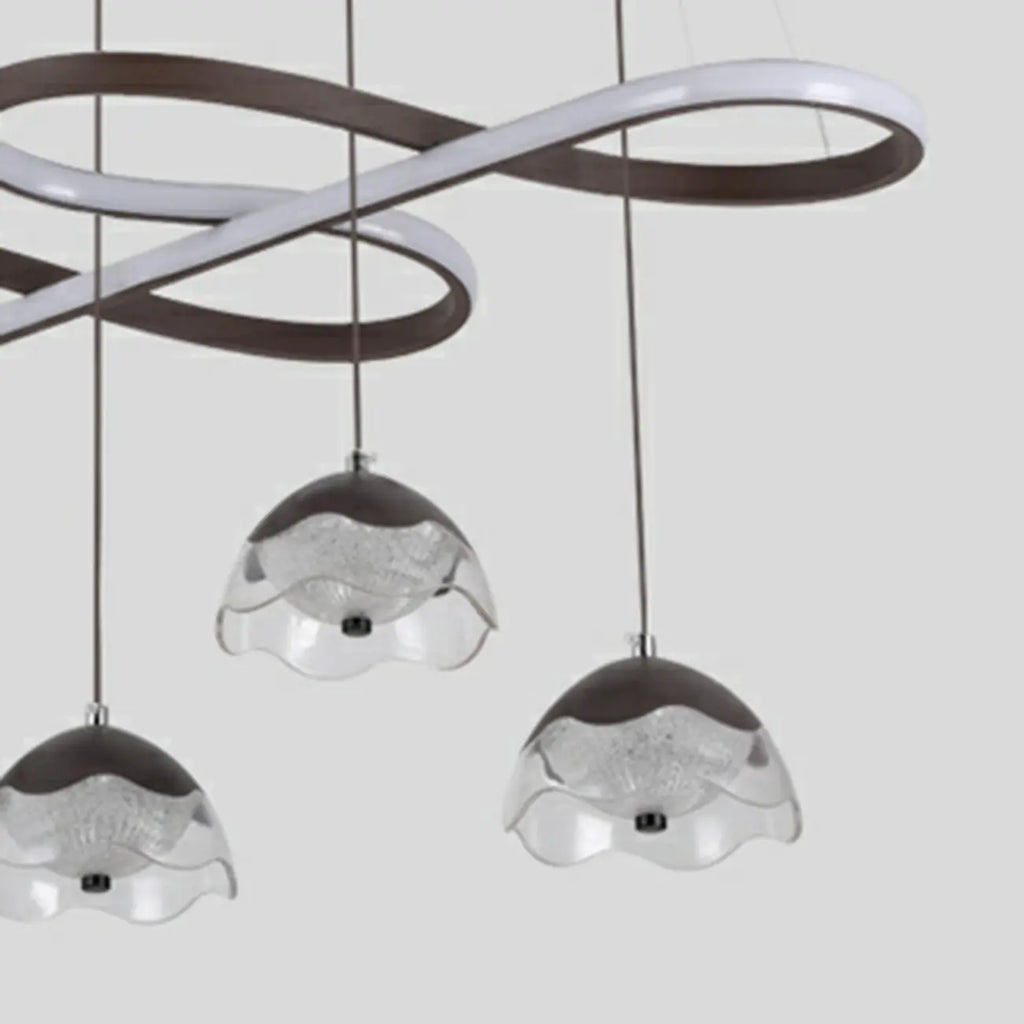 Adjustable 2 Tiers Black Metal 6-Light Dimming Pendant Light