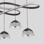 Adjustable 2 Tiers Black Metal 6-Light Dimming Pendant Light