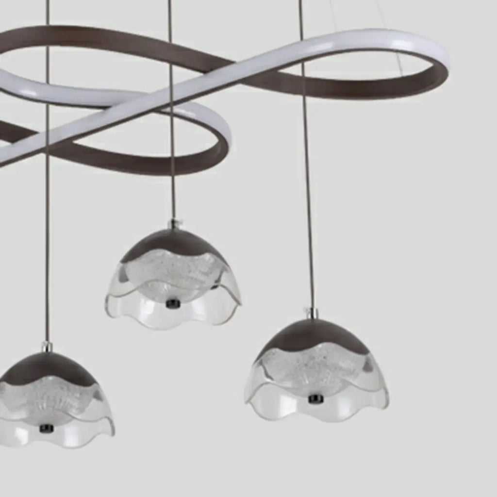 Adjustable 2 Tiers Black Metal 6-Light Dimming Pendant Light