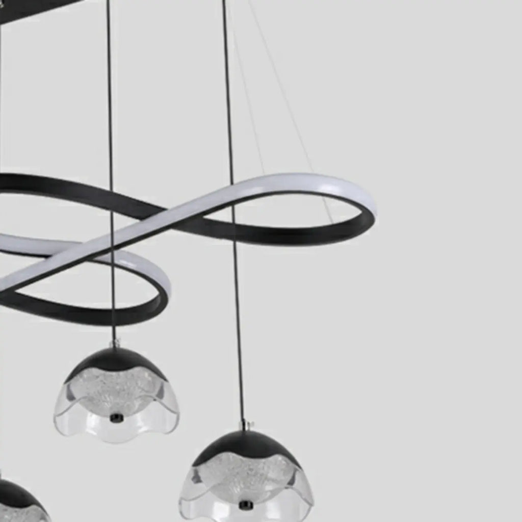 Adjustable 2 Tiers Black Metal 6-Light Dimming Pendant Light