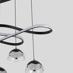 Adjustable 2 Tiers Black Metal 6-Light Dimming Pendant Light