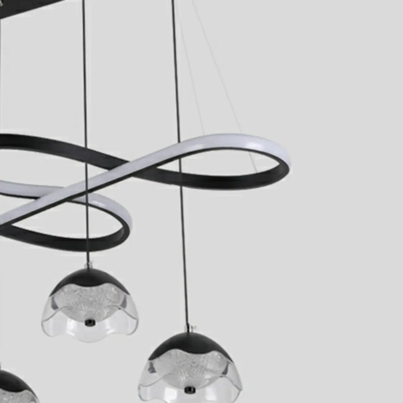 Adjustable 2 Tiers Black Metal 6-Light Dimming Pendant Light