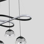 Adjustable 2 Tiers Black Metal 6-Light Dimming Pendant Light