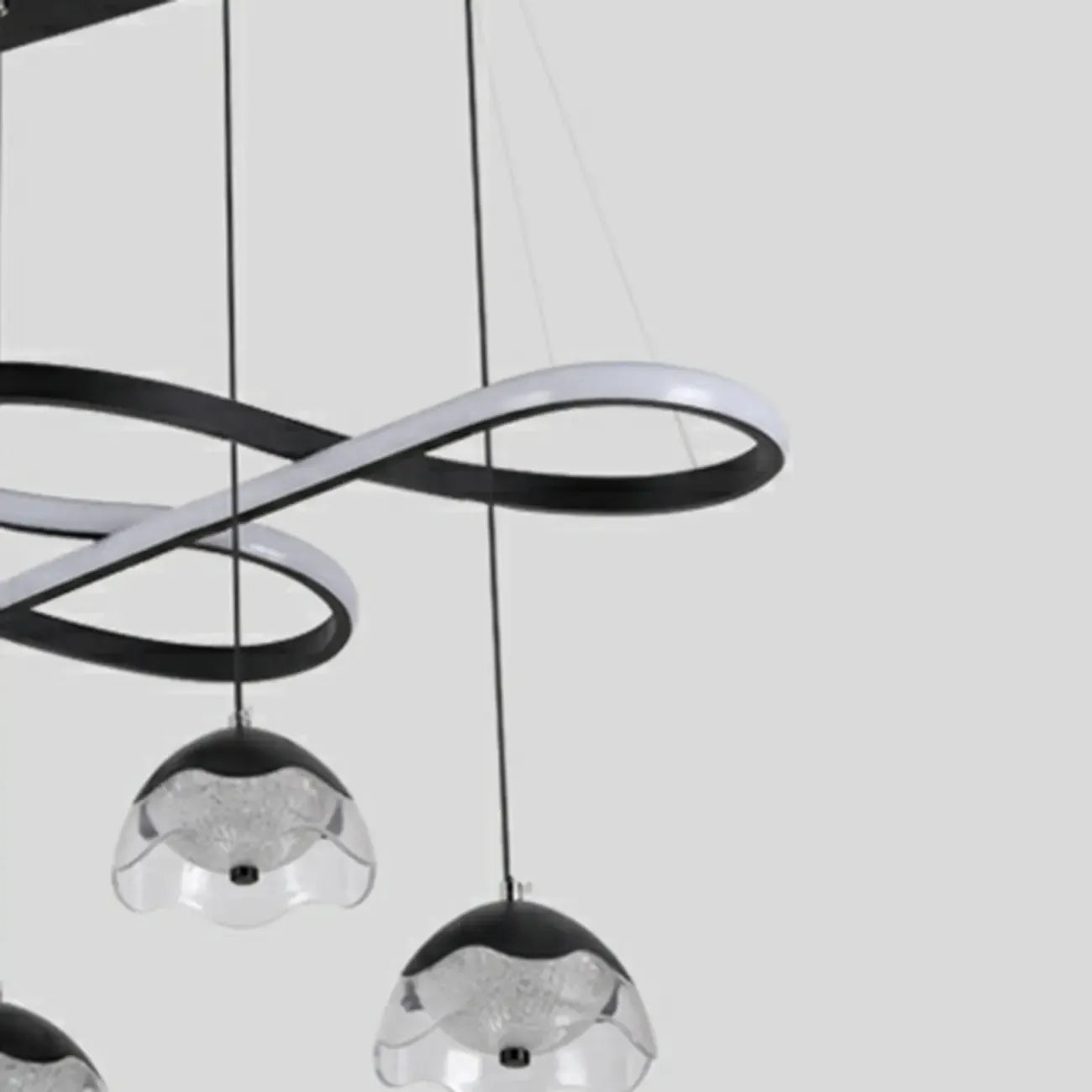 Adjustable 2 Tiers Black Metal 6-Light Dimming Pendant Light