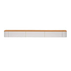 Contemporary Long White Wood Floating TV Stand with Drawers