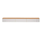 Contemporary Long White Wood Floating TV Stand with Drawers
