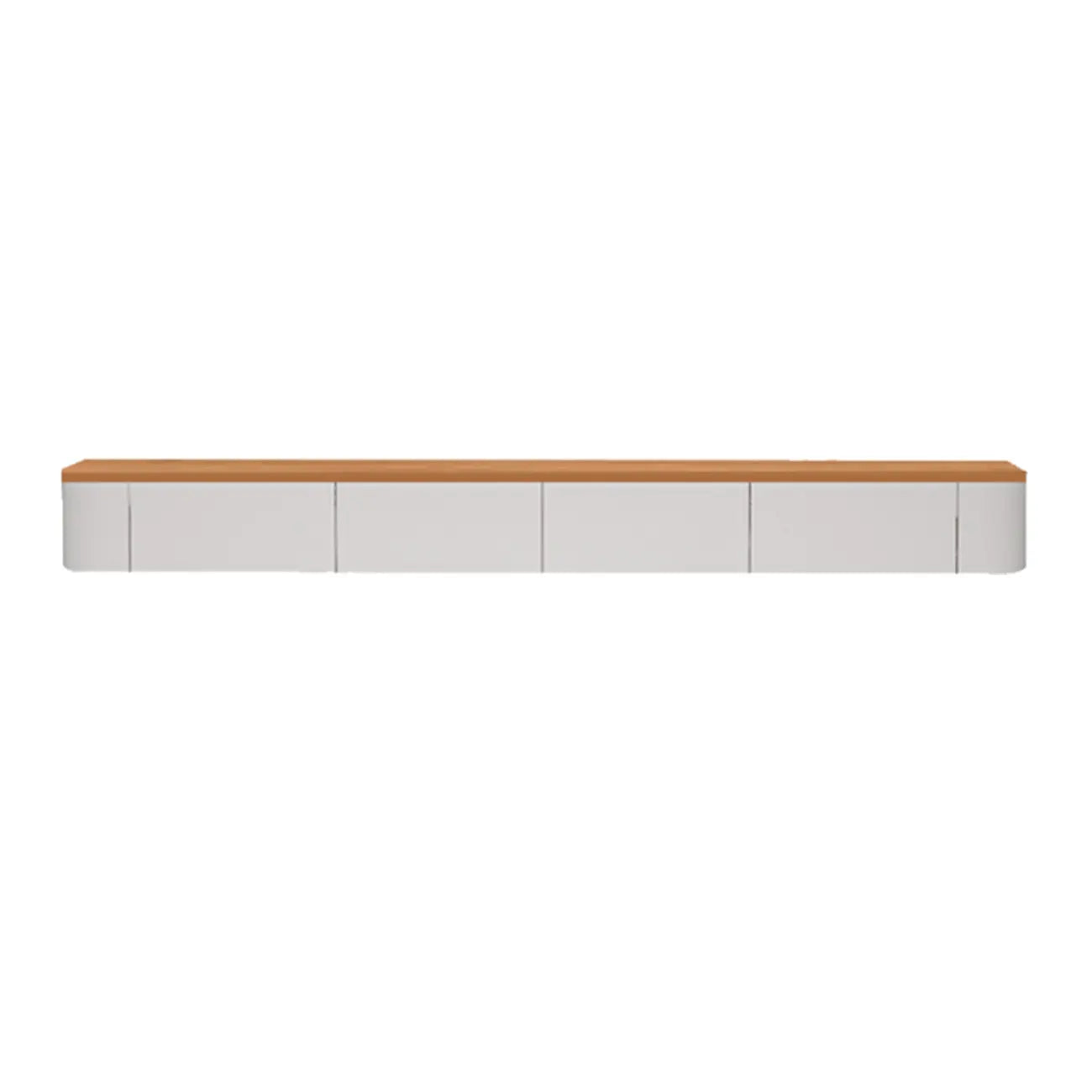 Contemporary Long White Wood Floating TV Stand with Drawers