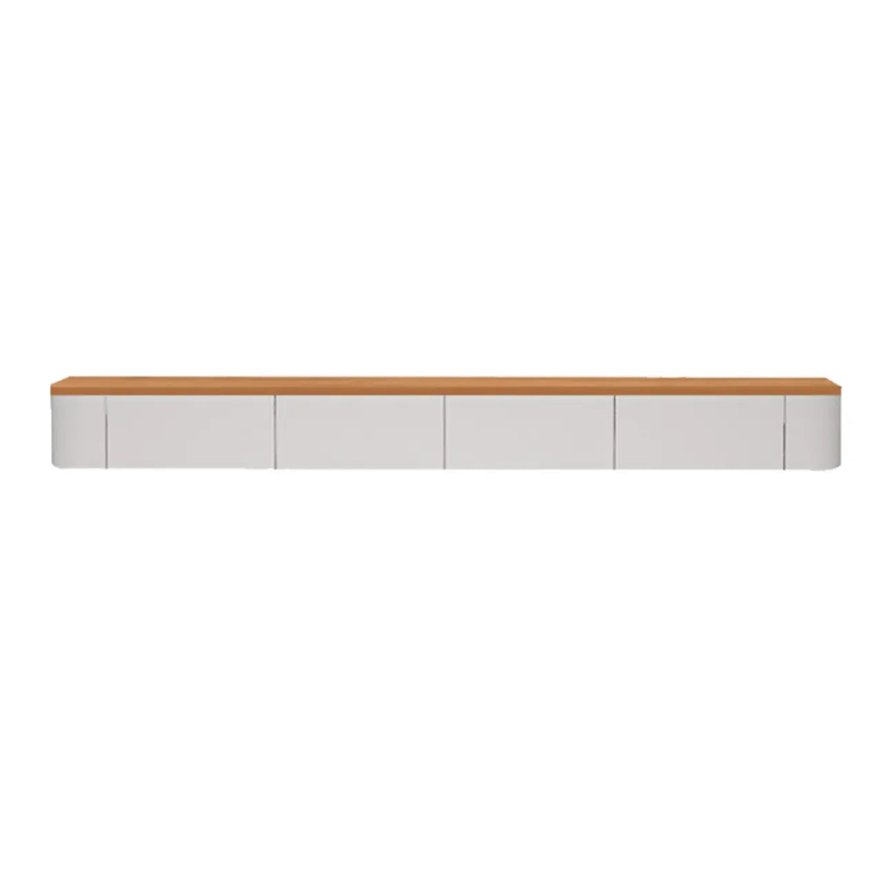 Contemporary Long White Wood Floating TV Stand with Drawers