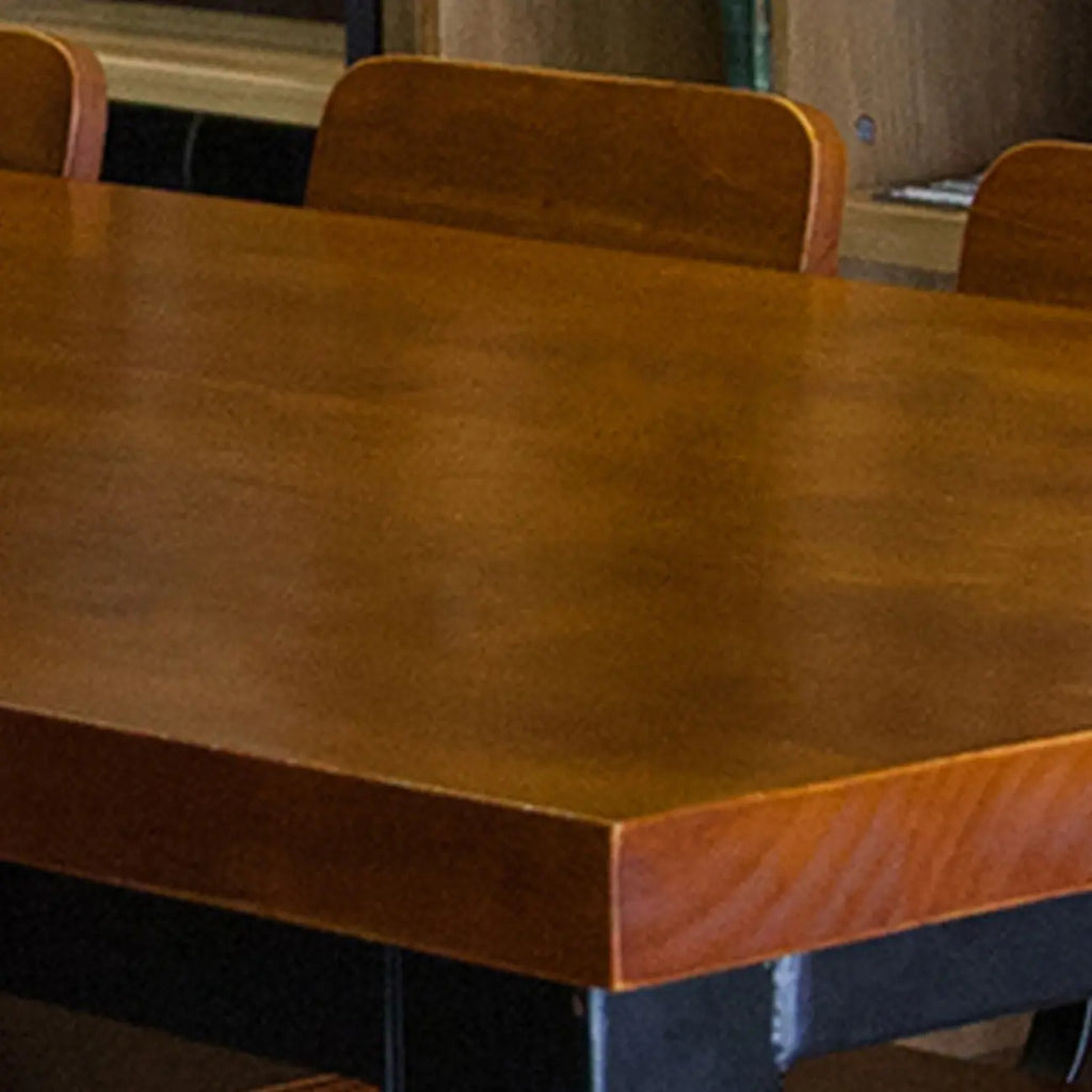 Industrial Brown Wood Black Iron 4-Leg Rectangular Bar Tables