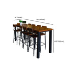 Industrial Brown Wood Black Iron 4-Leg Rectangular Bar Tables