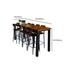 Industrial Brown Wood Black Iron 4-Leg Rectangular Bar Tables