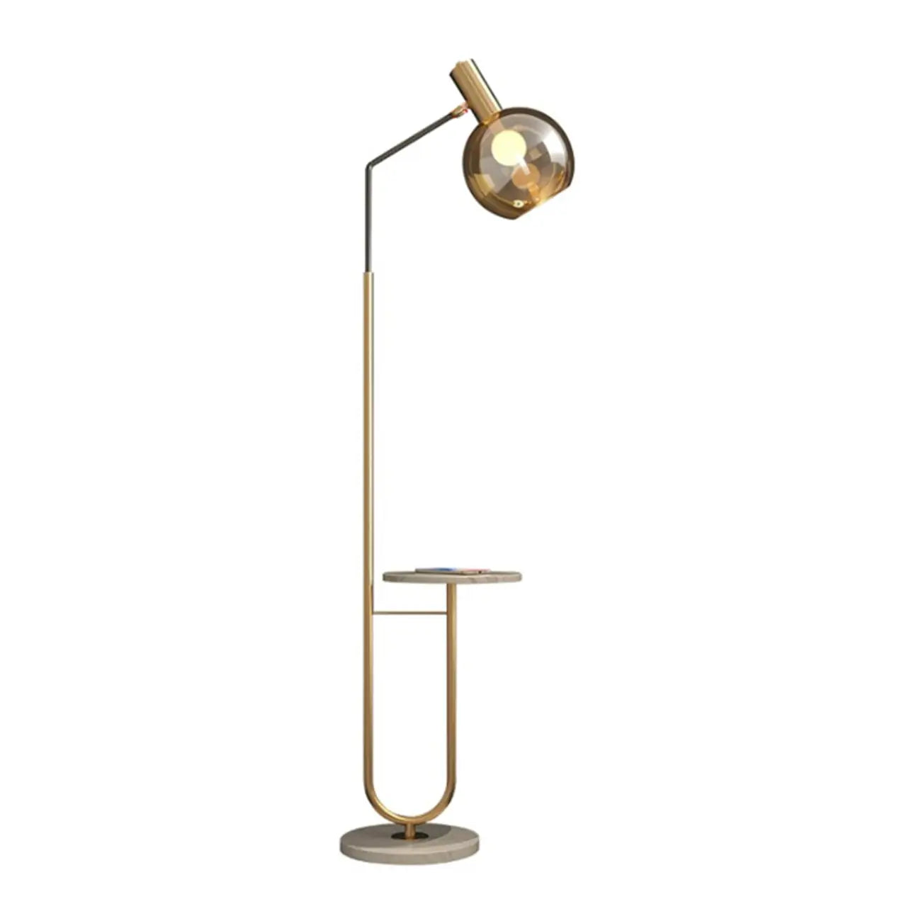 Modern Metal Globe Glass Arc Floor Lamp with Table