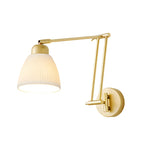 Modern Gold Adjustable Swing Arm Wall Light with White Shade