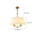 Modern Gold White Pleated Drum Chandelier Adjustable Height