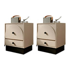2 Drawers Modern Wood Off-White Nightstand