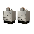 2 Drawers Modern Wood Off-White Nightstand