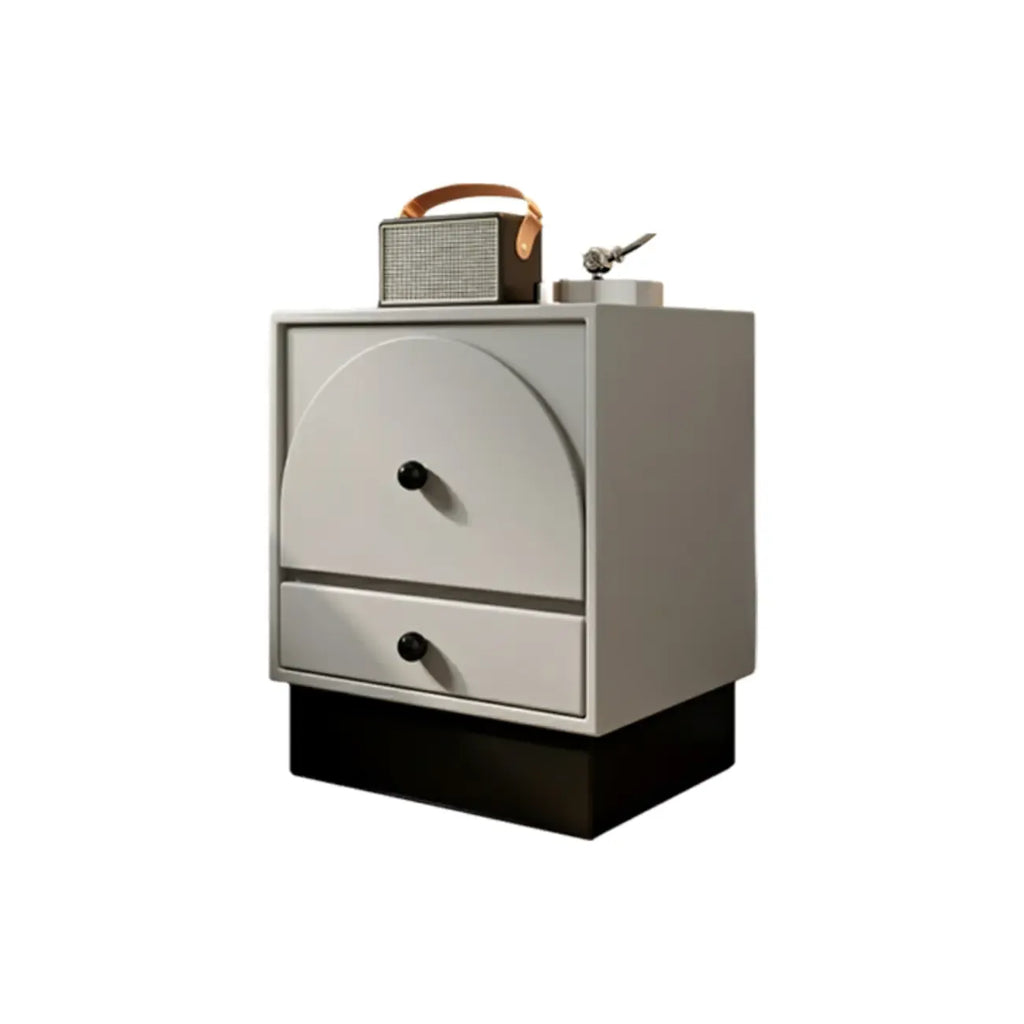 2 Drawers Modern Wood Off-White Nightstand