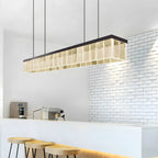 Modern Rectangle LED Island Pendant Light Adjustable for Kitchen