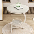 Glam Stone Top Metal Base C-Shape Side Table