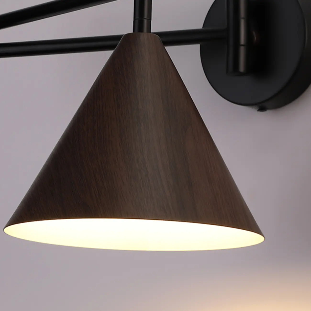 18 Small Bedside Swing Arm Wall Light with Wooden Shade