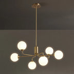 Adjustable Brass Modern Globe Glass Sputnik Chandelier