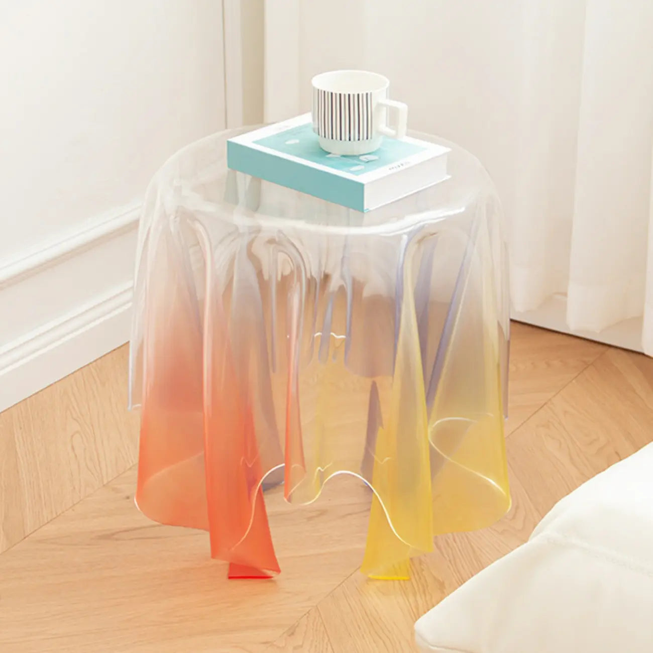 Scandinavian Clear Acrylic Round End Table
