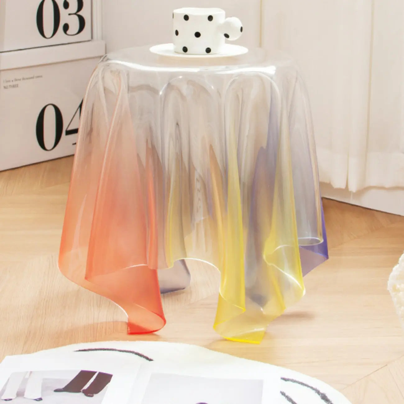 Scandinavian Clear Acrylic Round End Table