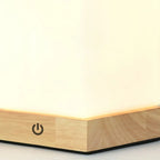 Natural Wood LED Square Glass Shade Cordless Table Lamp