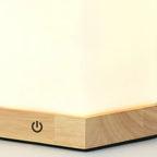 Natural Wood LED Square Glass Shade Cordless Table Lamp