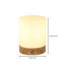 Natural Wood LED Square Glass Shade Cordless Table Lamp