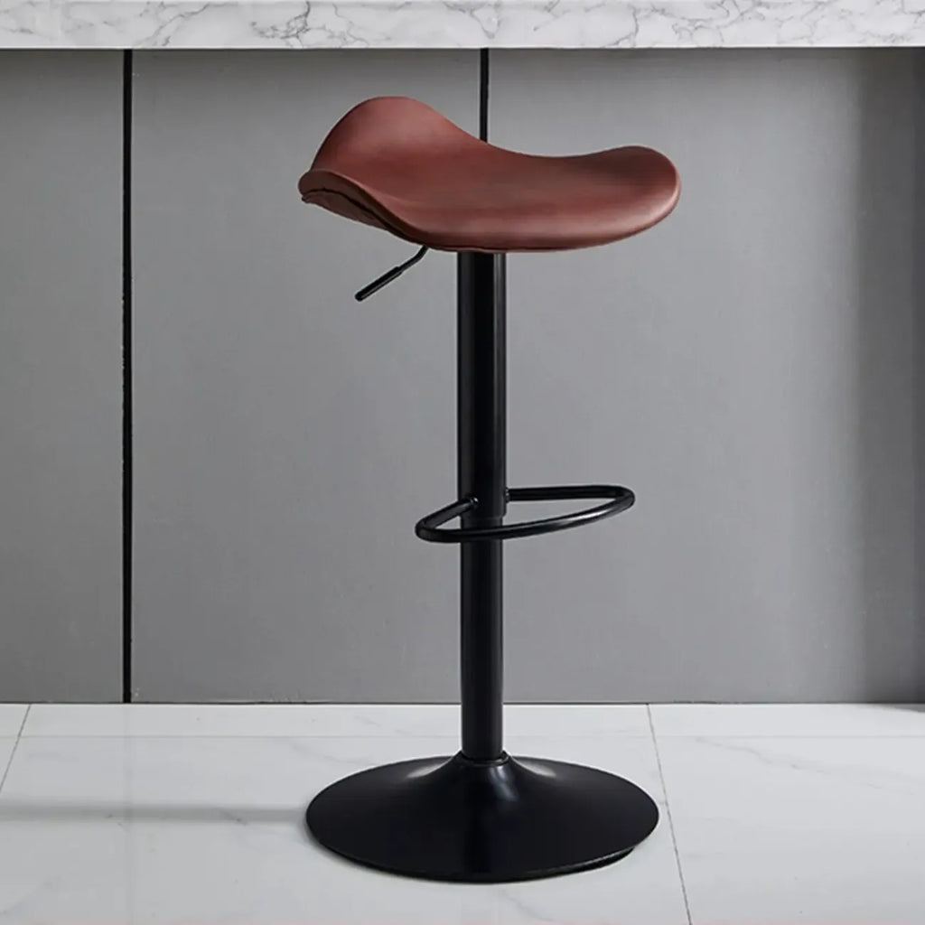 Saddle Black Pedestal Swivel Adjustable Bar Stool