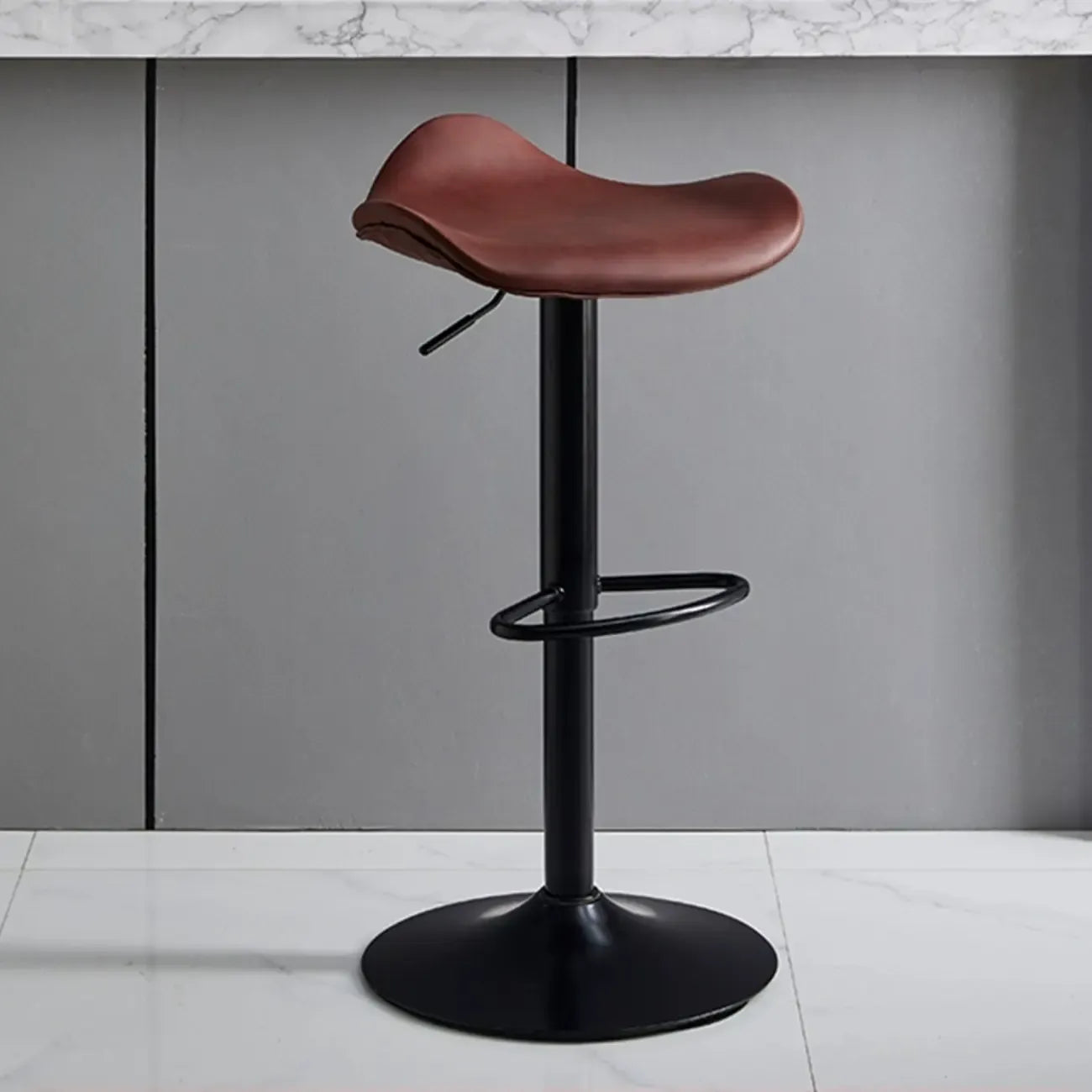 Saddle Black Pedestal Swivel Adjustable Bar Stool