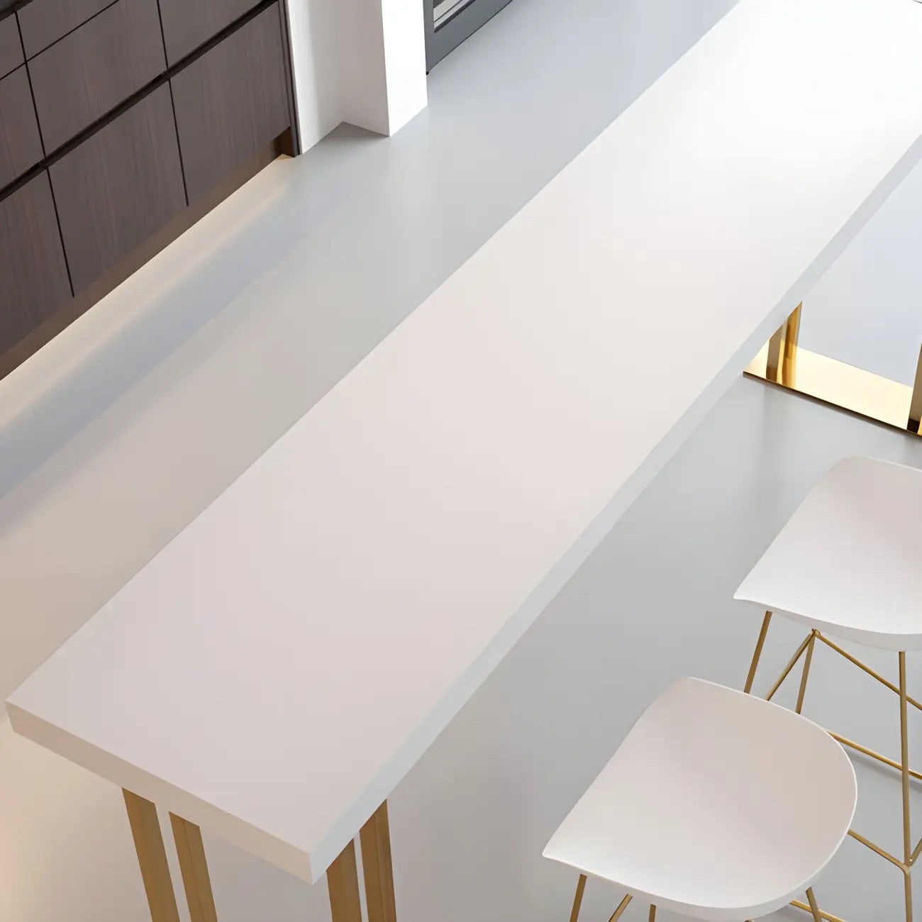 Glam White Wood Gold Iron Sled Bar Tables